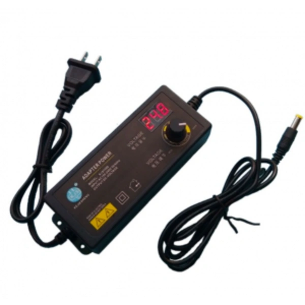 مزود طاقة قابل للتعديل / 0W 3–24V Adjustable Power Adapter with Voltage Display (US Plug)