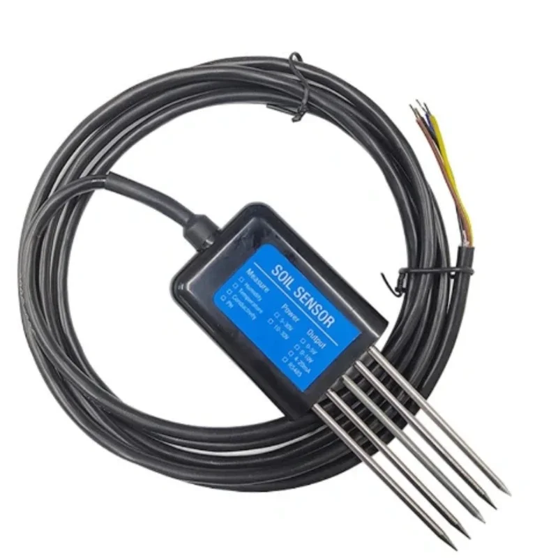 حساس التربة RS485 متعدد الوظائف / RS485 Soil Temperature Humidity Moisture Conductivity EC PH 4 in 1 Sensor