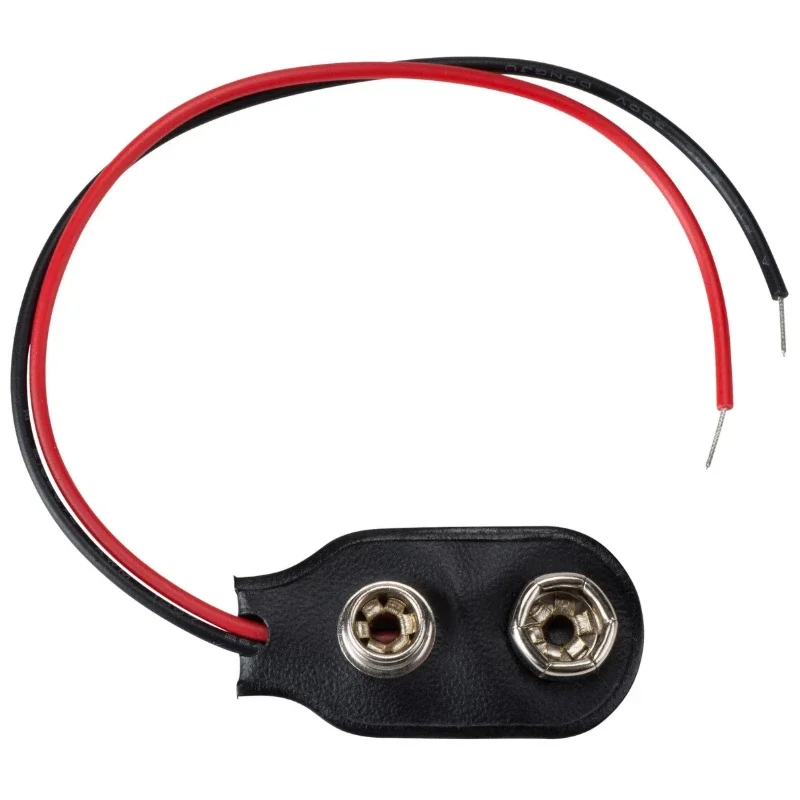 وصلات مشابك بطارية 9 فولت / 9V Battery Clips Black Red Wired Cable Connection