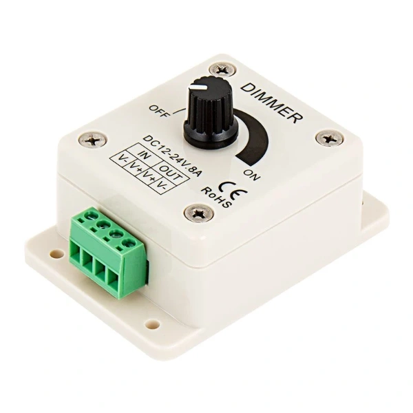 مفتاح تعتيم ليد قابل للتعديل للتحكم في السطوع (12-24 فولت، 8 أمبير) / LED Dimmer Adjustable Brightness Switch (12V-24V 8A)